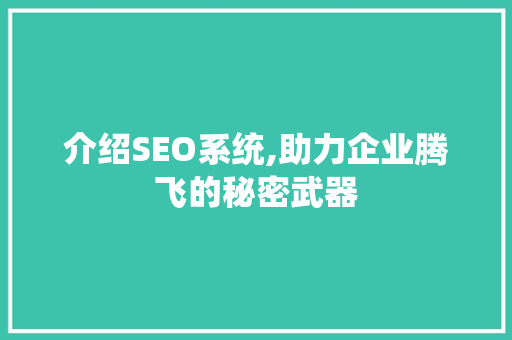 介绍SEO系统,助力企业腾飞的秘密武器