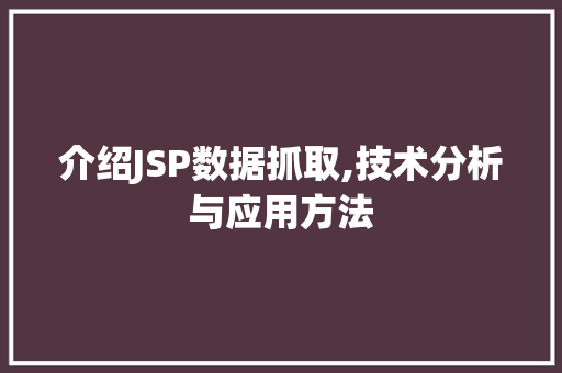 介绍JSP数据抓取,技术分析与应用方法
