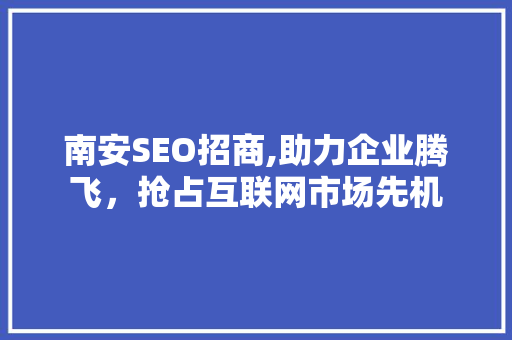 南安SEO招商,助力企业腾飞，抢占互联网市场先机 WordPress教程