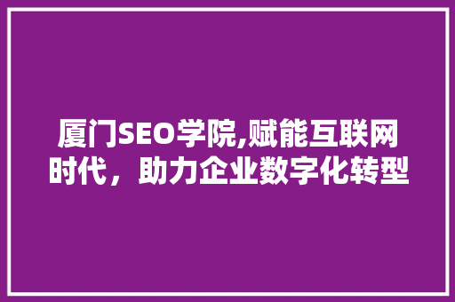 厦门SEO学院,赋能互联网时代，助力企业数字化转型