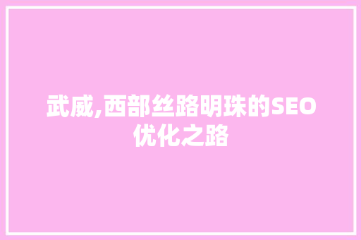 武威,西部丝路明珠的SEO优化之路