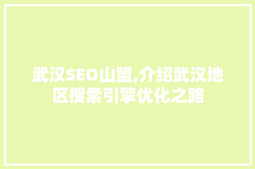 武汉SEO山盟,介绍武汉地区搜索引擎优化之路 SEO教程
