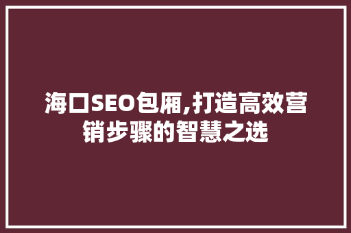海口SEO包厢,打造高效营销步骤的智慧之选
