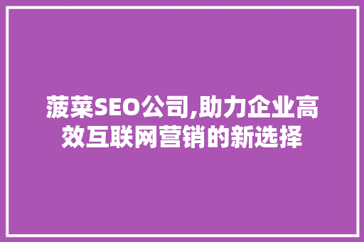 菠菜SEO公司,助力企业高效互联网营销的新选择 WordPress教程