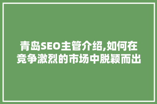 青岛SEO主管介绍,如何在竞争激烈的市场中脱颖而出 SEO教程