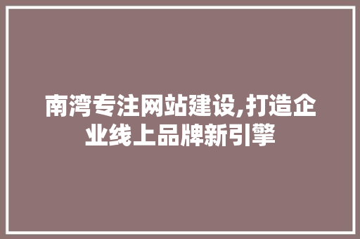 南湾专注网站建设,打造企业线上品牌新引擎 服务器/数据库