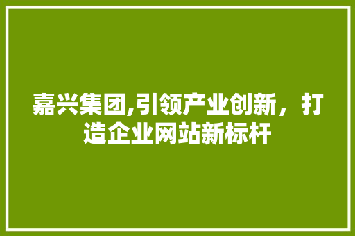 嘉兴集团,引领产业创新，打造企业网站新标杆