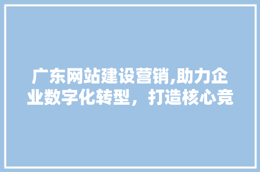 广东网站建设营销,助力企业数字化转型，打造核心竞争力 SEO教程