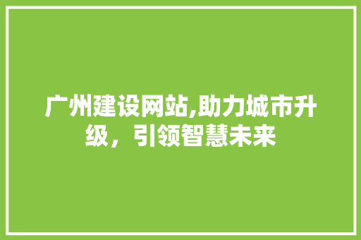 广州建设网站,助力城市升级，引领智慧未来 WordPress教程
