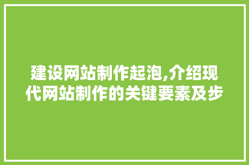 建设网站制作起泡,介绍现代网站制作的关键要素及步骤