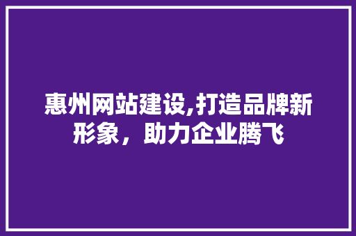 惠州网站建设,打造品牌新形象，助力企业腾飞