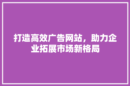 打造高效广告网站，助力企业拓展市场新格局