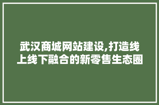 武汉商城网站建设,打造线上线下融合的新零售生态圈