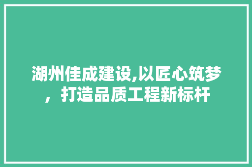 湖州佳成建设,以匠心筑梦，打造品质工程新标杆 建站教程