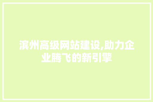 滨州高级网站建设,助力企业腾飞的新引擎 Web前端