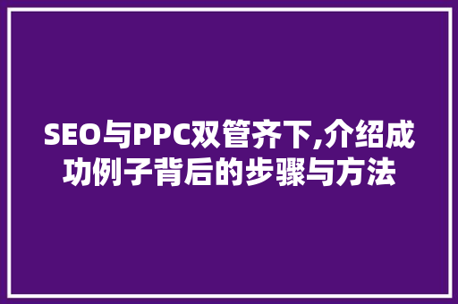 SEO与PPC双管齐下,介绍成功例子背后的步骤与方法