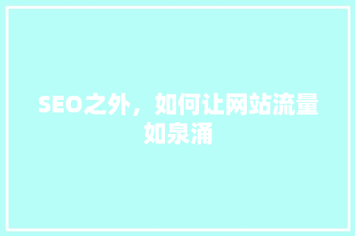 SEO之外，如何让网站流量如泉涌 服务器/数据库