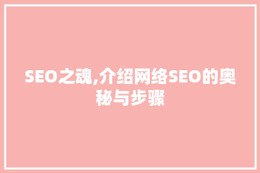 SEO之魂,介绍网络SEO的奥秘与步骤 SEO教程