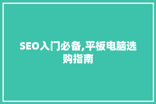 SEO入门必备,平板电脑选购指南
