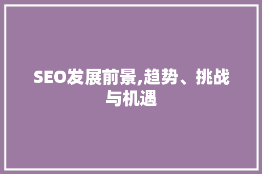 SEO发展前景,趋势、挑战与机遇 Web前端