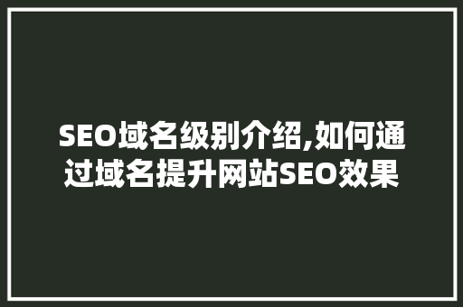 SEO域名级别介绍,如何通过域名提升网站SEO效果 服务器/数据库