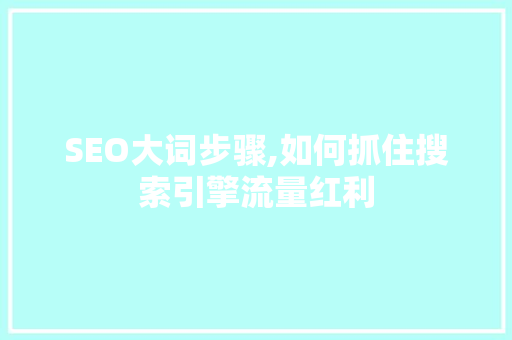 SEO大词步骤,如何抓住搜索引擎流量红利 WordPress教程
