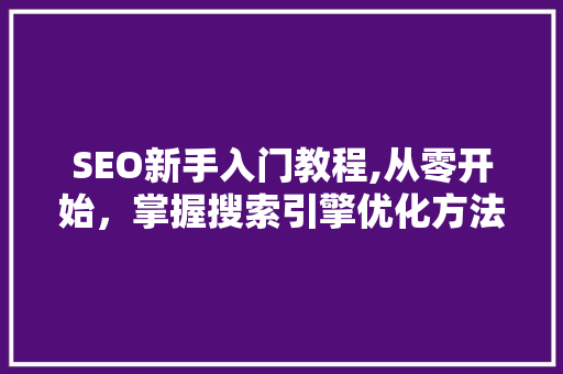 SEO新手入门教程,从零开始，掌握搜索引擎优化方法
