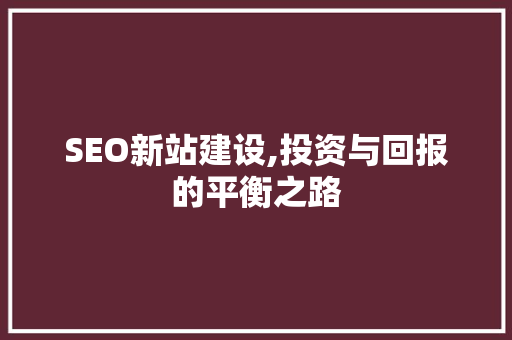 SEO新站建设,投资与回报的平衡之路