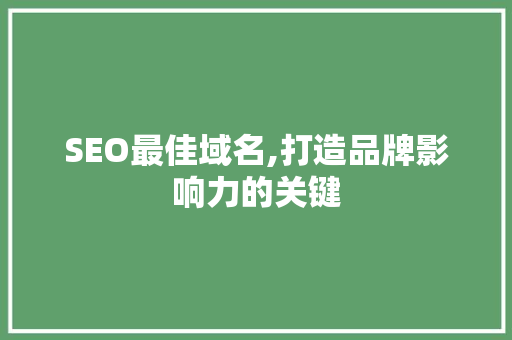 SEO最佳域名,打造品牌影响力的关键 友链在线
