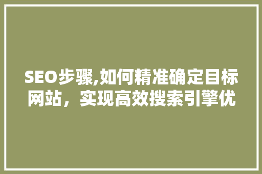 SEO步骤,如何精准确定目标网站，实现高效搜索引擎优化 服务器/数据库