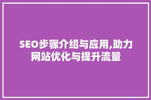 SEO步骤介绍与应用,助力网站优化与提升流量