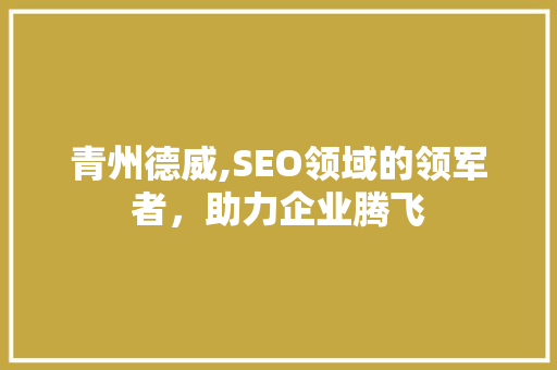 青州德威,SEO领域的领军者，助力企业腾飞