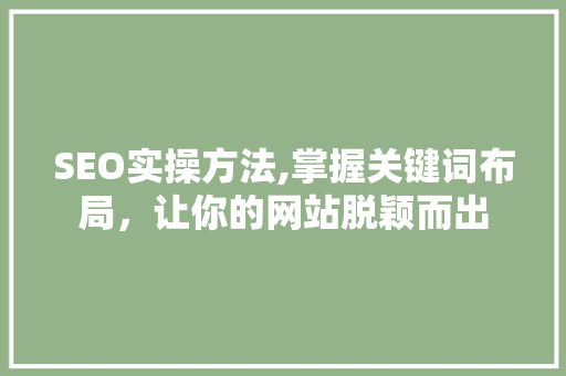 SEO实操方法,掌握关键词布局，让你的网站脱颖而出 建站教程
