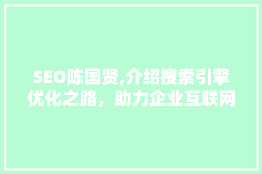 SEO陈国贤,介绍搜索引擎优化之路，助力企业互联网营销