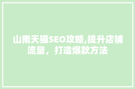 山南天猫SEO攻略,提升店铺流量，打造爆款方法