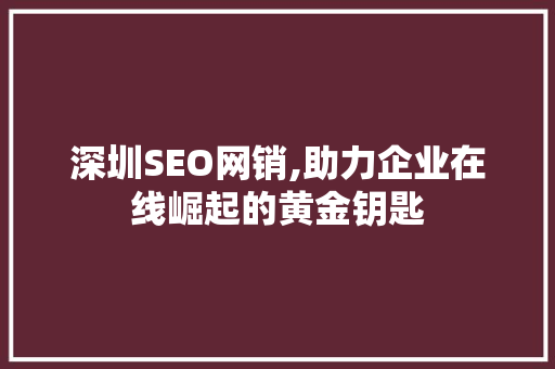 深圳SEO网销,助力企业在线崛起的黄金钥匙