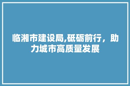 临湘市建设局,砥砺前行，助力城市高质量发展
