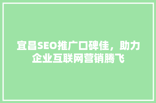 宜昌SEO推广口碑佳，助力企业互联网营销腾飞 建站教程