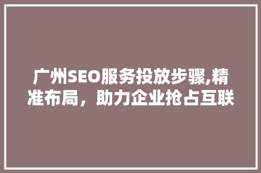 广州SEO服务投放步骤,精准布局，助力企业抢占互联网市场