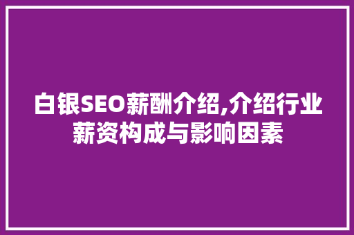 白银SEO薪酬介绍,介绍行业薪资构成与影响因素 建站教程