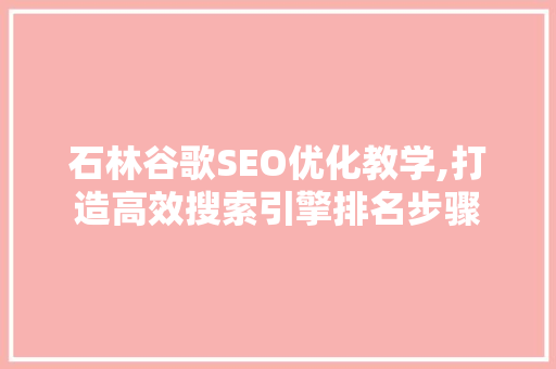 石林谷歌SEO优化教学,打造高效搜索引擎排名步骤 建站教程