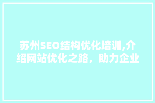 苏州SEO结构优化培训,介绍网站优化之路，助力企业腾飞