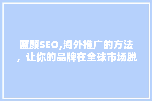 蓝颜SEO,海外推广的方法，让你的品牌在全球市场脱颖而出