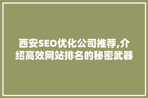 西安SEO优化公司推荐,介绍高效网站排名的秘密武器 WordPress教程
