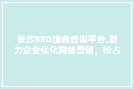 长沙SEO综合查询平台,助力企业优化网络营销，抢占市场先机 SEO教程
