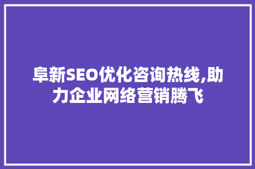 阜新SEO优化咨询热线,助力企业网络营销腾飞