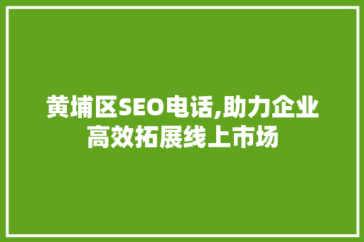 黄埔区SEO电话,助力企业高效拓展线上市场 友链在线