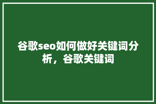 谷歌seo如何做好关键词分析，谷歌关键词 服务器/数据库