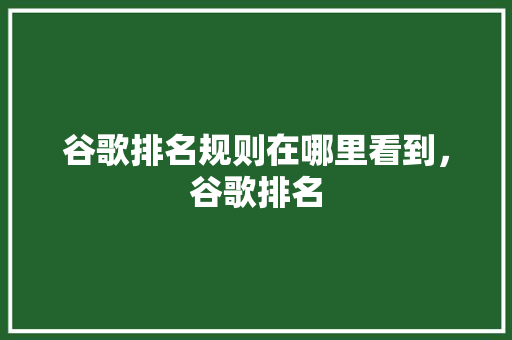 谷歌排名规则在哪里看到，谷歌排名