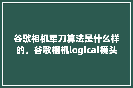 谷歌相机军刀算法是什么样的，谷歌相机logical镜头 Web前端